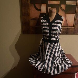 Disney Black and White Striped Dress